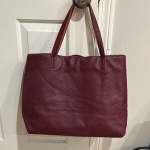 Burgundy Reversible Vegan Leather Tote Bag